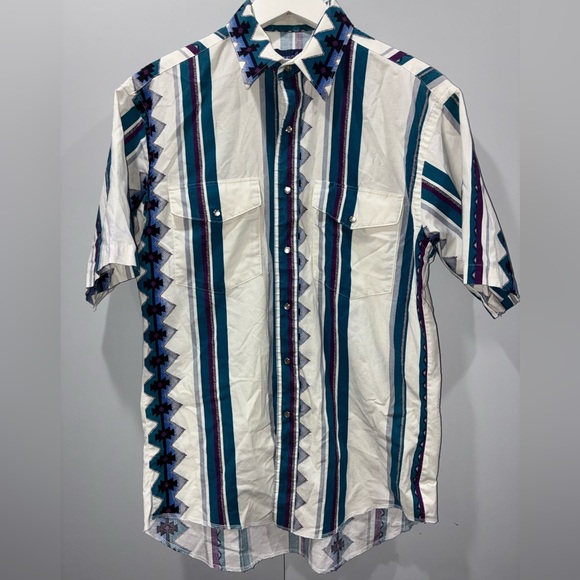 Wrangler Vintage Western Pearl Snap Shirt Southwest Aztec Cowboy Core XL - Picture 1 of 10